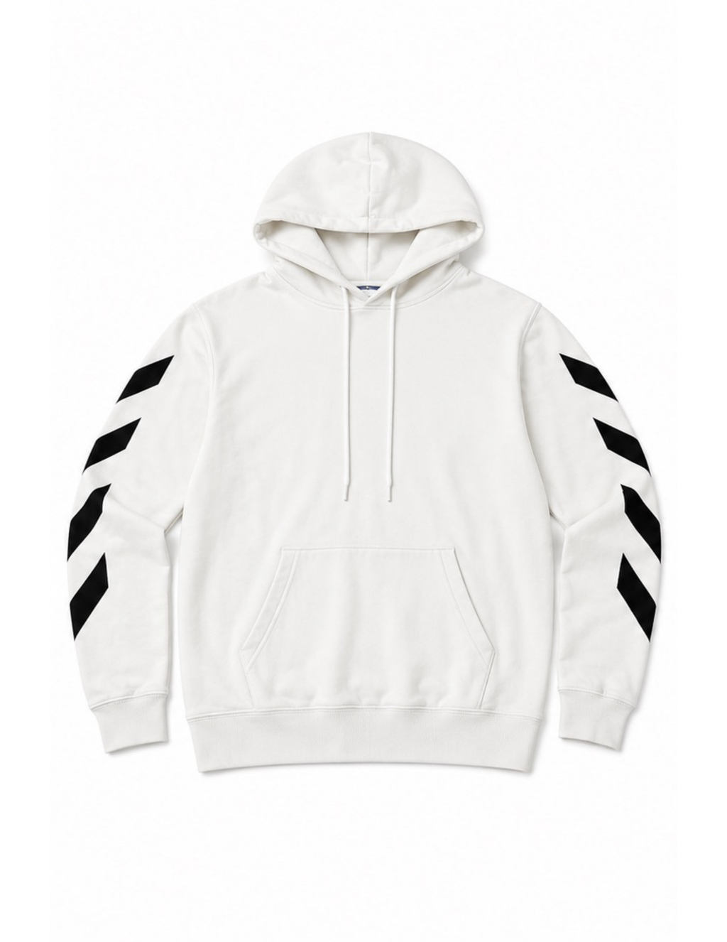 Off-White diagonal arrows hoodie in white, front with sleeve stripes