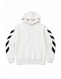 Off-White diagonal arrows hoodie in white, front with sleeve stripes