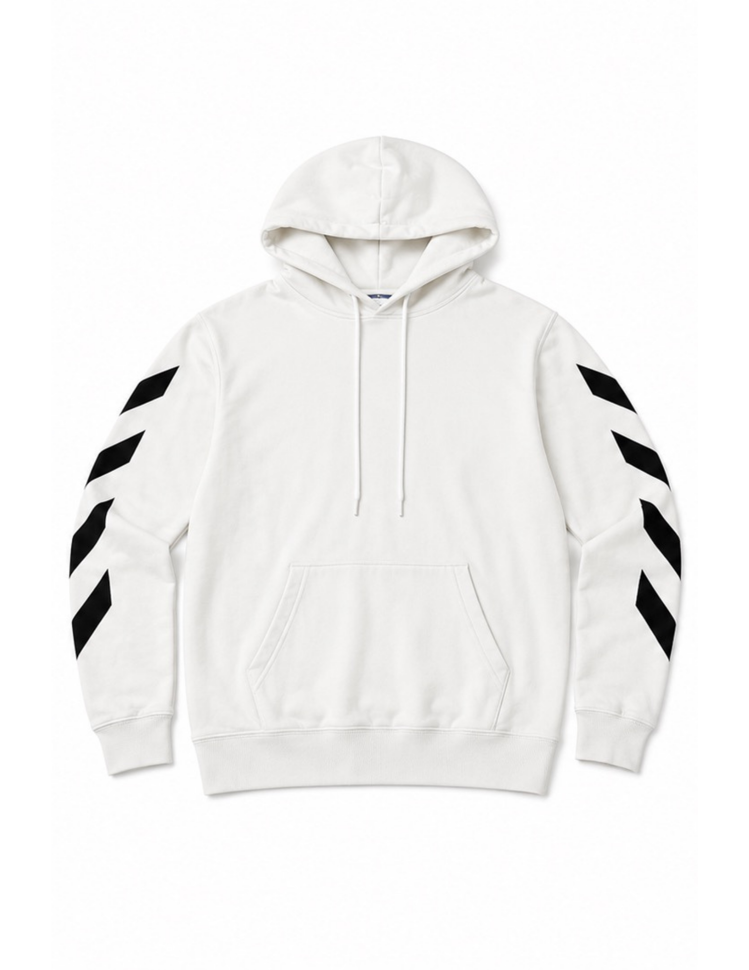 Off-White diagonal arrows hoodie in white, front with sleeve stripes